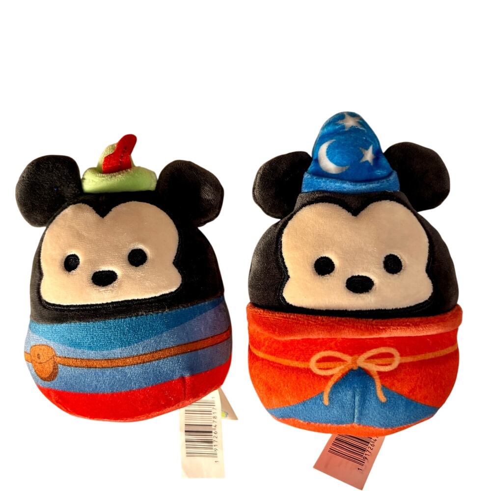 Disney Mickey Mouse Squishmallows Plush Toys 6" Mini Lot of 2 Tailor & Sorcerer